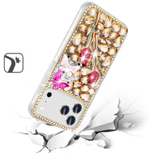 For iPhone 17 Pro Max Case Full Diamond Bling 3D Jewel Ornaments +Tempered Glass