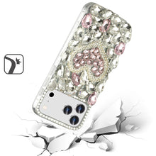 For iPhone 17 Pro Max Case Full Diamond Bling 3D Jewel Ornaments +Tempered Glass