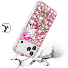For iPhone 17 Pro Max Case Full Diamond Bling 3D Jewel Ornaments +Tempered Glass
