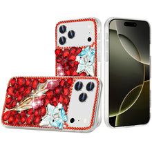 For iPhone 17 Pro Max Case Full Diamond Bling 3D Jewel Ornaments +Tempered Glass