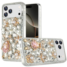 For iPhone 17 Pro Max Case Full Diamond Bling 3D Jewel Ornaments +Tempered Glass