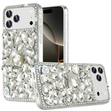 For iPhone 17 Pro Max Case Full Diamond Bling 3D Jewel Ornaments +Tempered Glass