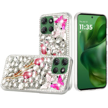 For Moto G Power 2025 Case Full Faux Diamond Bling w/ 3D Jewel + Tempered Glass