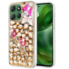 For Moto G Power 2025/26 Case Full Faux Diamond Bling 3D Jewels + Tempered Glass