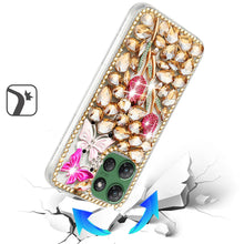 For Moto G Power 2025 Case Full Faux Diamond Bling w/ 3D Jewel + Tempered Glass