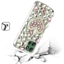 For Moto G Power 2025 Case Full Faux Diamond Bling w/ 3D Jewel + Tempered Glass