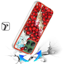 For Moto G Power 2025 Case Full Faux Diamond Bling w/ 3D Jewel + Tempered Glass