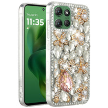 For Moto G Power 2025/26 Case Full Faux Diamond Bling 3D Jewels + Tempered Glass