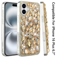 For iPhone 16 Plus 6.7in Case Full Bling Rhinestones Phone Cover +Tempered Glass