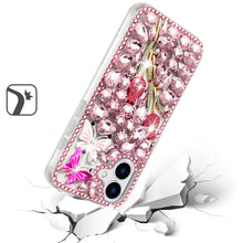 For iPhone 16 Plus 6.7in Case Full Bling Rhinestones Phone Cover +Tempered Glass