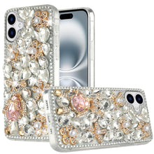 For iPhone 16 Plus 6.7in Case Full Bling Rhinestones Phone Cover +Tempered Glass