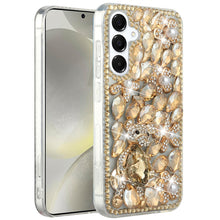 For Samsung S25+/S24+ Case Full Diamond Bling Cover 3D Jewels + Tempered Glass