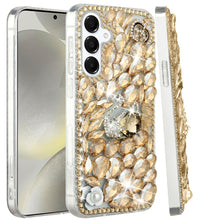 For Samsung S25+/S24+ Case Full Diamond Bling Cover 3D Jewels + Tempered Glass