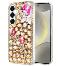 For Samsung S25+/S24+ Case Full Diamond Bling Cover 3D Jewels + Tempered Glass