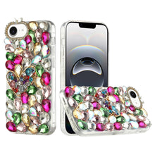For iPhone 16e Case Full Diamond Bling Cover Faux 3D Jewels + Tempered Glass