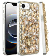 For iPhone 16e Case Full Diamond Bling Cover Faux 3D Jewels + Tempered Glass