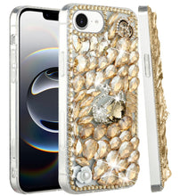 For iPhone 16e Case Full Diamond Bling Cover Faux 3D Jewels + Tempered Glass