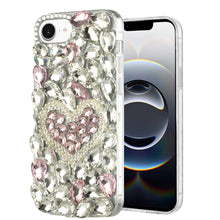For iPhone 16e Case Full Diamond Bling Cover Faux 3D Jewels + Tempered Glass