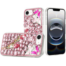 For iPhone 16e Case Full Diamond Bling Cover Faux 3D Jewels + Tempered Glass