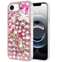 For iPhone 16e Case Full Diamond Bling Cover Faux 3D Jewels + Tempered Glass