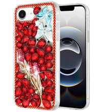For iPhone 16e Case Full Diamond Bling Cover Faux 3D Jewels + Tempered Glass