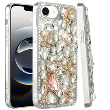 For iPhone 16e Case Full Diamond Bling Cover Faux 3D Jewels + Tempered Glass