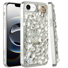 For iPhone 16e Case Full Diamond Bling Cover Faux 3D Jewels + Tempered Glass