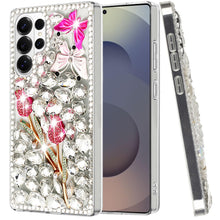 For Samsung S26 Ultra Case Full Diamond Bling 3D Jewel Ornaments +Tempered Glass
