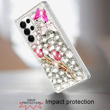 For Samsung S26 Ultra Case Full Diamond Bling 3D Jewel Ornaments +Tempered Glass