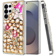 For Samsung S26 Ultra Case Full Diamond Bling 3D Jewel Ornaments +Tempered Glass