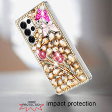 For Samsung S26 Ultra Case Full Diamond Bling 3D Jewel Ornaments +Tempered Glass