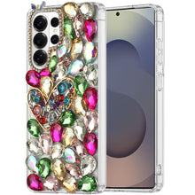 For Samsung S26 Ultra Case Full Diamond Bling 3D Jewel Ornaments +Tempered Glass