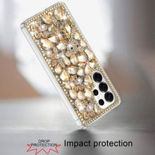For Samsung S26 Ultra Case Full Diamond Bling 3D Jewel Ornaments +Tempered Glass