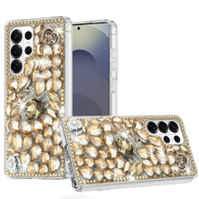 For Samsung S26 Ultra Case Full Diamond Bling 3D Jewel Ornaments +Tempered Glass