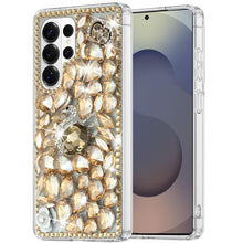 For Samsung S26 Ultra Case Full Diamond Bling 3D Jewel Ornaments +Tempered Glass