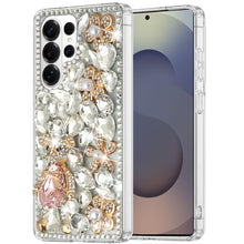 For Samsung S26 Ultra Case Full Diamond Bling 3D Jewel Ornaments +Tempered Glass
