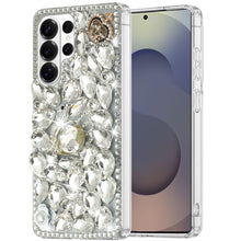 For Samsung S26 Ultra Case Full Diamond Bling 3D Jewel Ornaments +Tempered Glass