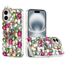For iPhone 16 6.1inch Case Full Bling Rhinestones Phone Cover + Tempered Glass