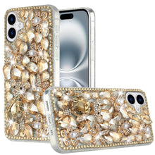 For iPhone 16 6.1inch Case Full Bling Rhinestones Phone Cover + Tempered Glass