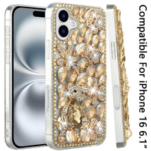 For iPhone 16 6.1inch Case Full Bling Rhinestones Phone Cover + Tempered Glass