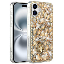For iPhone 16 6.1inch Case Full Bling Rhinestones Phone Cover + Tempered Glass