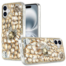 For iPhone 16 6.1inch Case Full Bling Rhinestones Phone Cover + Tempered Glass