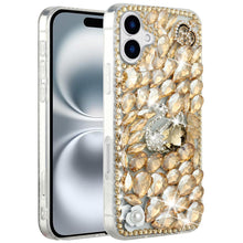 For iPhone 16 6.1inch Case Full Bling Rhinestones Phone Cover + Tempered Glass
