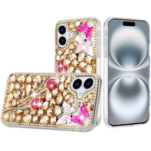 For iPhone 16 6.1inch Case Full Bling Rhinestones Phone Cover + Tempered Glass