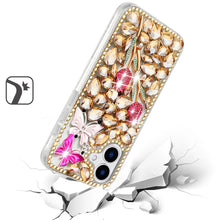 For iPhone 16 6.1inch Case Full Bling Rhinestones Phone Cover + Tempered Glass