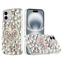 For iPhone 16 6.1inch Case Full Bling Rhinestones Phone Cover + Tempered Glass
