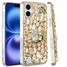 For iPhone 17 Case Full Diamond Bling Cover 3D Jewel Ornaments + Tempered Glass