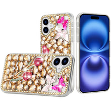 For iPhone 17 Case Full Diamond Bling Cover 3D Jewel Ornaments + Tempered Glass