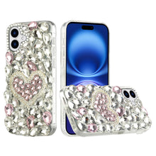 For iPhone 17 Case Full Diamond Bling Cover 3D Jewel Ornaments + Tempered Glass