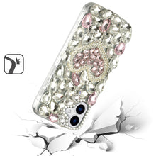 For iPhone 17 Case Full Diamond Bling Cover 3D Jewel Ornaments + Tempered Glass